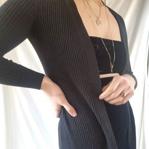 Classic Black Maxi Sweater Chic Cardigan